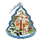 Santa in the Forest Glass Ornament by Susan Winget - Christmas Santa and Snowman Decor - 762-209-SW