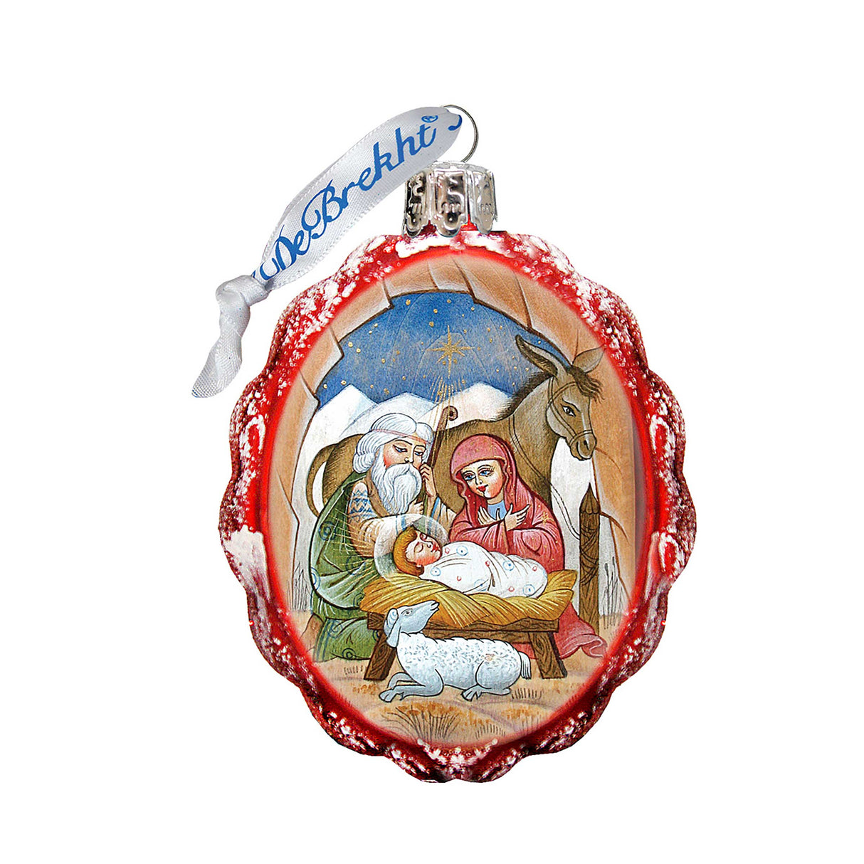 Orthodox Nativity Mercury Glass Ornament by G. DeBrekht - Nativity Holiday Decor - 773037