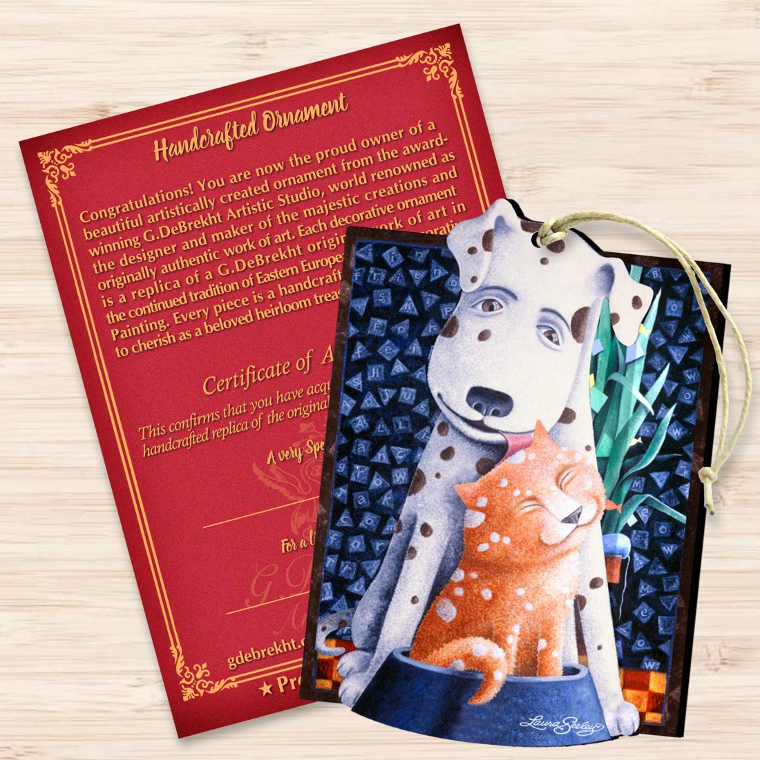 Friendship Wooden Ornaments Pets by Laura Seeley - Pets Dog and Cats Decor - 8511012-LS