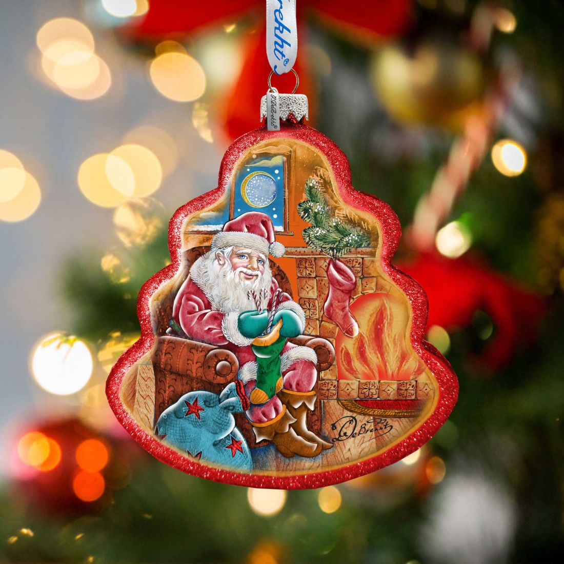 Juego de 3 adornos navideños de cristal de G. DeBrekht - Decoración navideña - 75103-B3