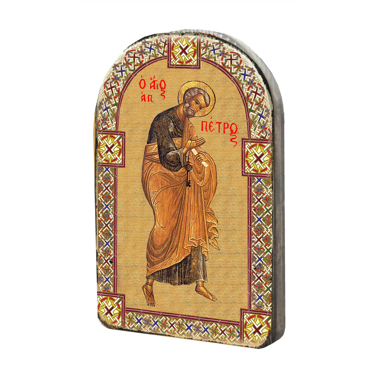 Icono religioso cristiano sagrado de San Pedro de madera bañado en oro - Decoración inspiradora - 86042
