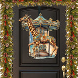 Carousel Giraffe Holiday Door Decor  by G. Debrekht - Christmas Decor - 8611028H