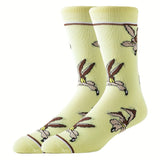 5 Pairs Of Men's Trendy Cartoon Anime Pattern Crew Socks, Breathable Comfy Casual Unisex Socks For Men's Outdoor Wearing All Seasons Wearing
