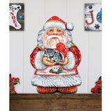 Kitten Holiday Santa Christmas Door Decor by G. DeBrekht - Christmas Decor - 8117808H