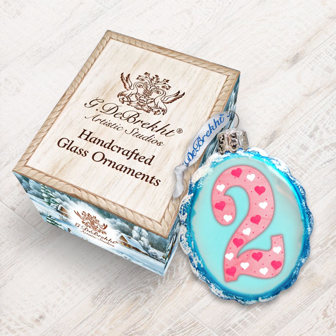 2 mini adornos de vidrio de mercurio de G. Debrekht - Decoración para familias y niños - 770002