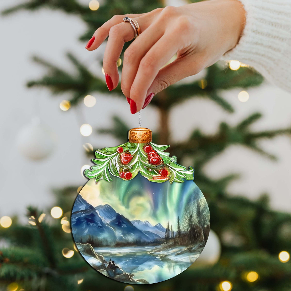 Adornos de madera de bayas de la aurora boreal de Alaska de G.Debrekht - Decoración navideña con animales salvajes - 870023