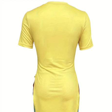 Ladies' Round Neck Printed Fashion Trend Versatile Elastic Breathable Pants Show Off Figure Top Shorts Two-piece Set - Lootquake