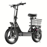 1 Black Carbon Steel Electric Scooter with Intelligent Display, 500W Motor, 14" Tires, 36V 13AH Removable Battery, 35 Miles Range, Foldable Design, Dual Suspension, Rear Brake for Adults - Perfect for Urban Commuting and Holi