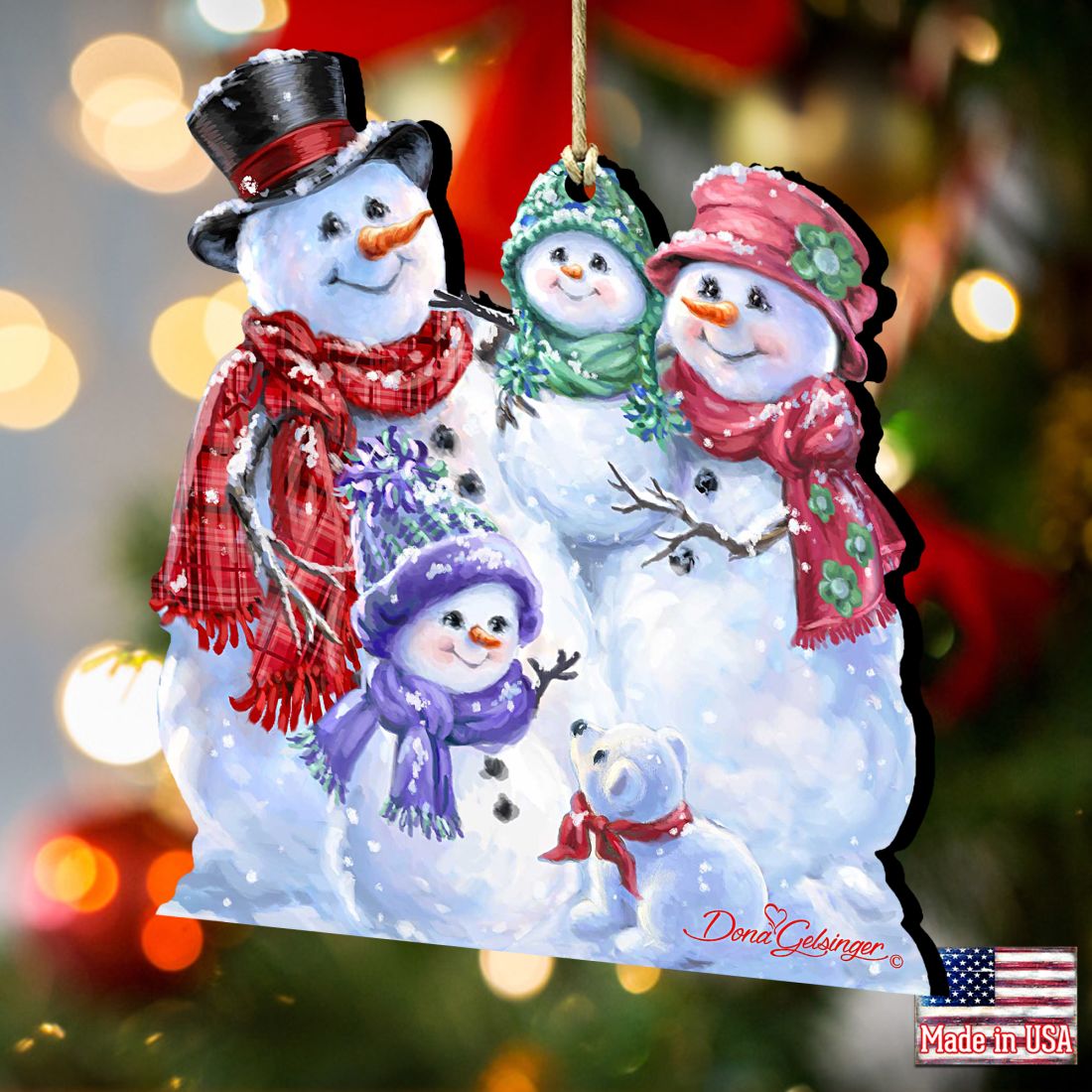 Adornos de madera con forma de familia de copos de nieve de Gelsinger - Decoración navideña - 8161018-1540