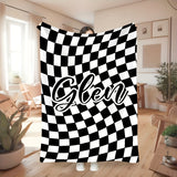1pc Custom Blanket Vintage Striped Name Custom Blanket Soft Flannel Sofa Blanket TV Blanket Personalized Custom Blanket Exclusive Gift Blanket