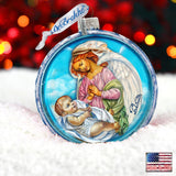 Jesus and Angel Cut Ball Glass Ornament by G. DeBrekht - Nativity Holiday Decor - 764-006