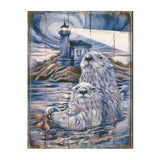 Faro de nutria Starlight, arte mural de madera de J. Bergsma - Decoración de vida silvestre - 8592572BP-JB