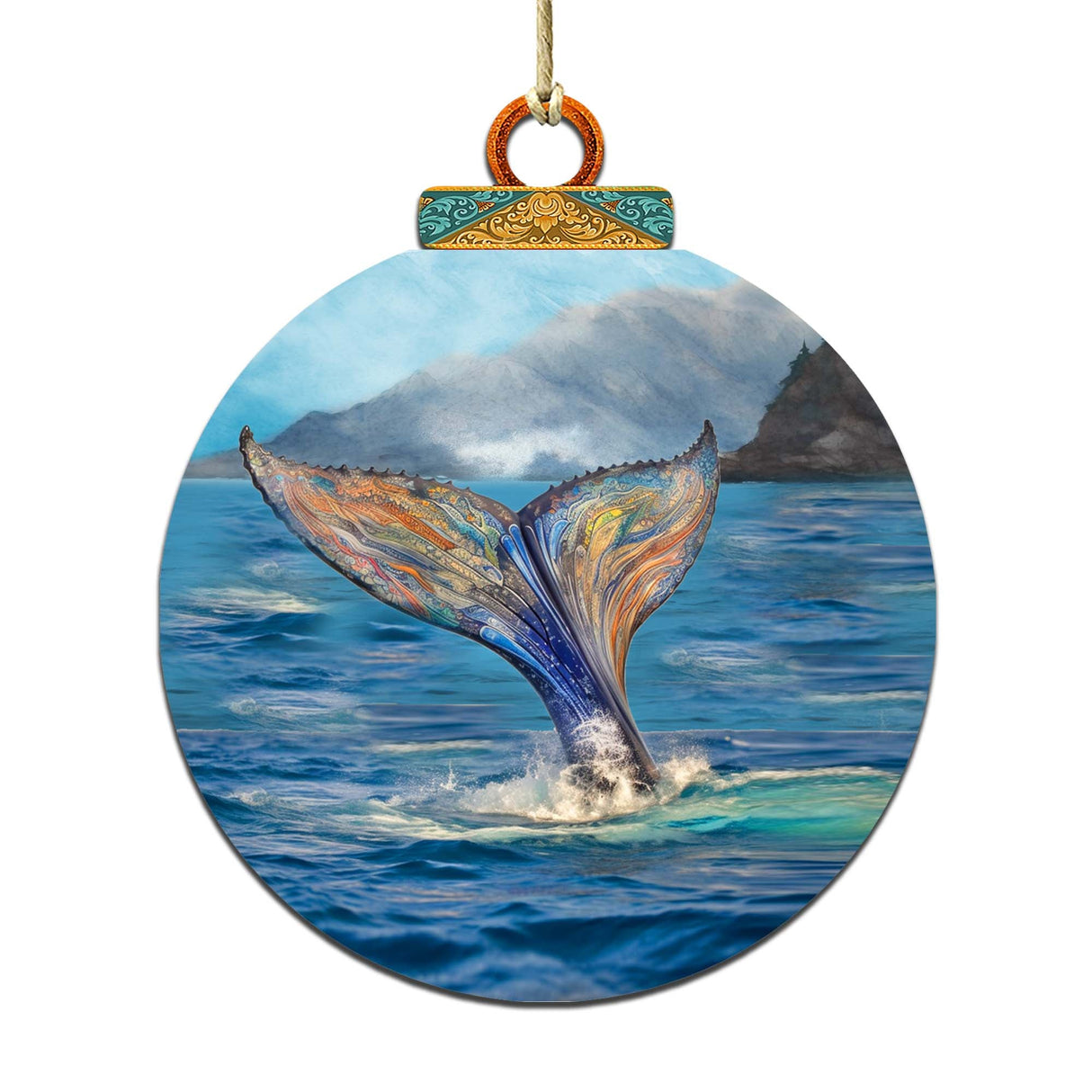 Iridescent Humpback's Tail Wooden Ornaments by G.Debrekht - Wildlife Holiday Decor - 870043