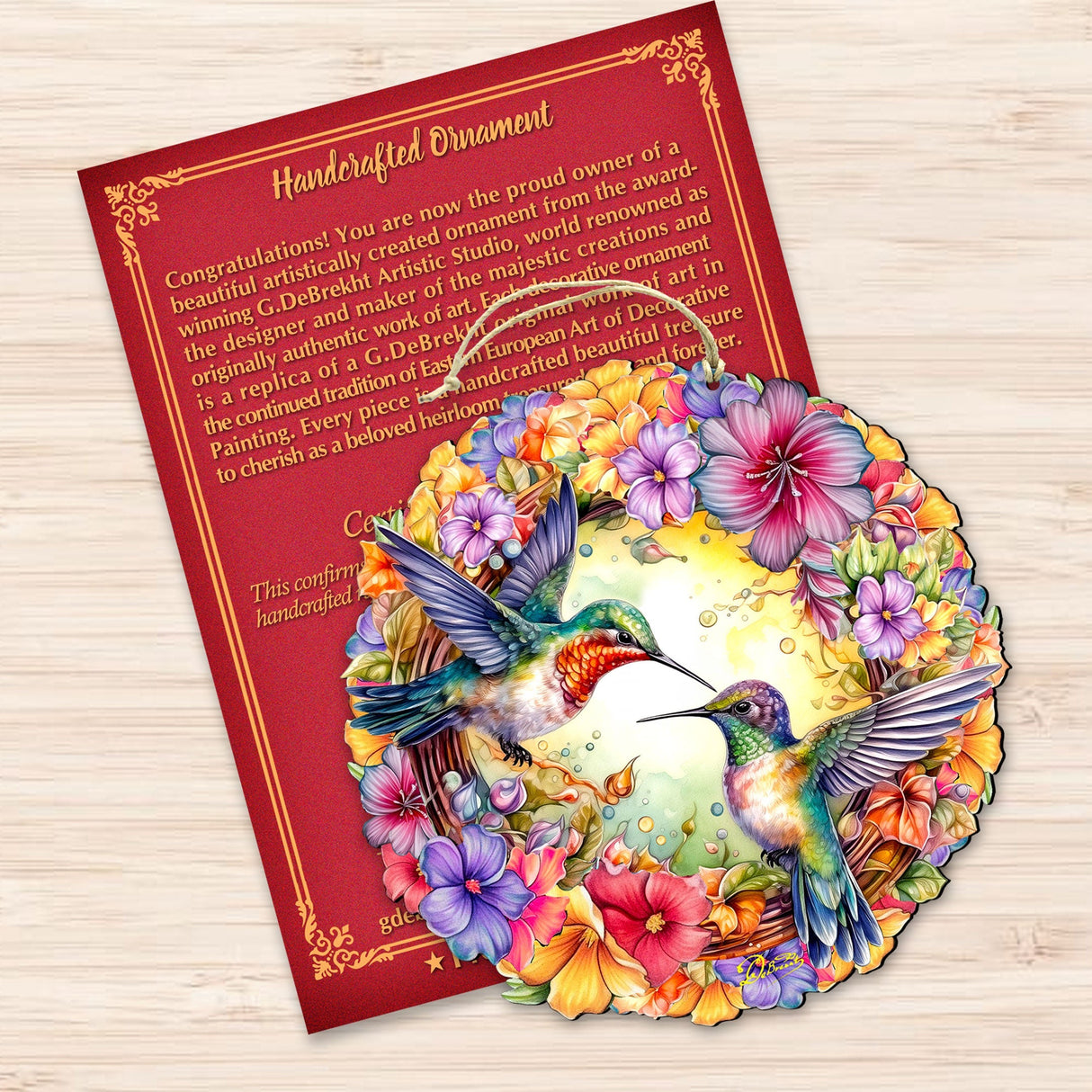 Adornos navideños de madera con forma de corona de colibríes de G. DeBrekht - Decoración de Pascua y primavera - 8652804