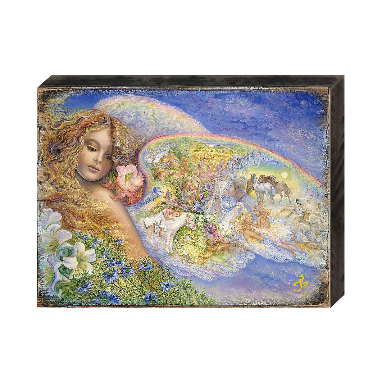 Arte de pared de madera "Alas de Amor" de Josephine Wall - Decoración de fantasía - 852153-JW