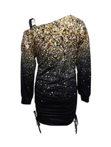 Ladies' Printed Off Shoulder Casual Bag Hip Dress - Lootquake