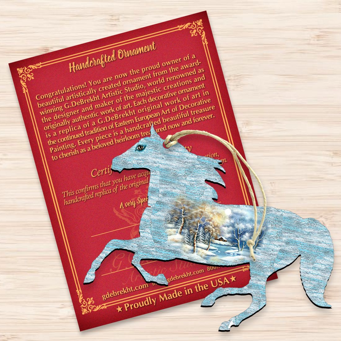 Adornos de madera de caballo corriendo de G. DeBrekht - Decoración navideña con temática de vida silvestre - 8198152