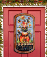 Harvest Pumpkin Scarecrow Holiday Door Decor by Jamie Mills-Price - Thanksgiving Decor - 8611075H-MP