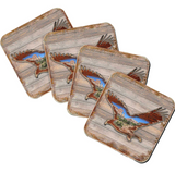 Eagle Wooden Cork Coasters Gift Set of 4 by Nature Wonders - Nature Wildlife Decor  - 8199417C-S4