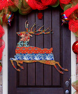 Country Quilted Reindeer Wildlife Door Decor - G. DeBrekht - Wildlife Holiday Decor - 8198211-4H