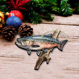 Adornos de madera de salmón rojo de Alaska de G.Debrekht - Decoración navideña con temática de vida silvestre - 8710109-3