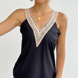 Women's V-neck Lace Patchwork Casual Vacation Daily Vest Top - Lootquake