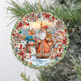 Merry Christmas Wreath Wooden Ornaments by G. Debrekht Christmas Santa Snowman Decor - 8611069