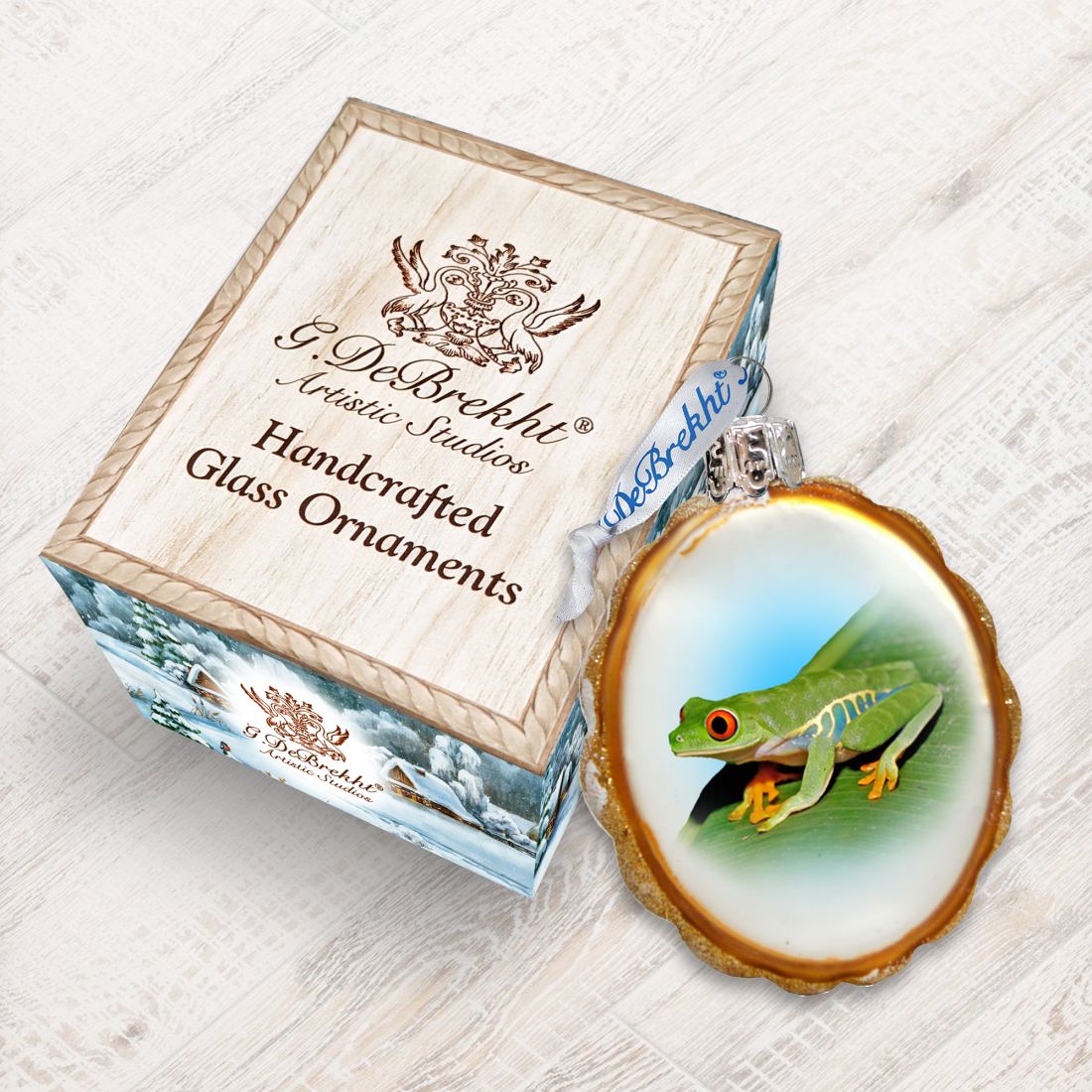Adorno de rana de vidrio con mercurio de G. DeBrekht - Decoración navideña con vida silvestre - 776281