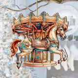 Carousel Horse Wooden Ornaments by G. Debrekht Christmas Decor - 8611027