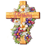 Floral Dove Blessing Wooden Cross by G. Debrekht - Easter Spring Decor - 88163