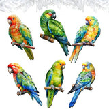 Adornos decorativos de madera con forma de loros, con clip (6 unidades), de G. Debrekht - Decoración navideña - 8090013C-S6