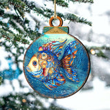Coastal Decorations - Blue Fish Wooden Ornaments by G.Debrekht Coastal Holiday Decor - 8688181