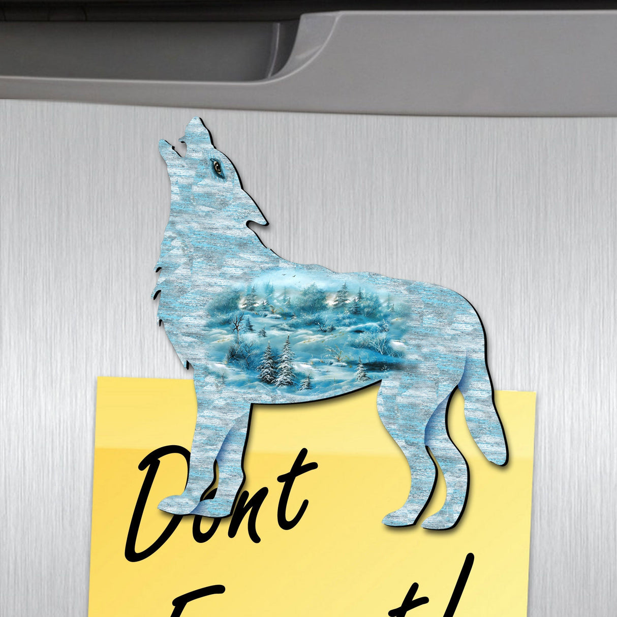 Winter Scene Wolf Shaped Refrigerator Magnets Set of 3