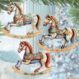 Rocking Horses Wooden Ornaments Set of 3 by G. Debrekht - Christmas Decor - 8100196S3