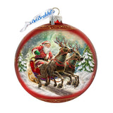 Adorno de cristal grande Speedy Sleigh de G.Debrekht, decoración navideña de Papá Noel y muñeco de nieve - 73959