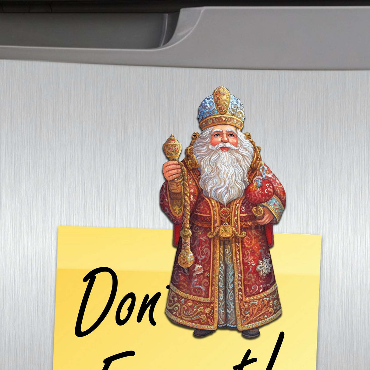 Juego de 6 imanes decorativos de madera de Papá Noel de G. Debrekht - Decoración navideña de Papá Noel y muñeco de nieve - 8090032G-S6