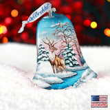 Winter Deer Bell Glass Ornament by G. DeBrekht - Wildlife Holiday Decor - 73183