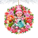 Spring Blossom Gnome Dwarf Wreath Wooden Ornaments by Gelsinger - Easter Spring Decor - 8161055-DG