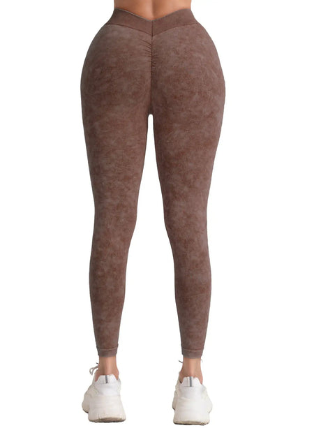 2 Pieces High Waist V Back Yoga Pants Tummy Control Running Workout Tight - Lootquake