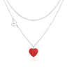 Linawe Silver Red Heart Pendant Necklace Layered Chain Choker Necklaces for Women Trendy Stainless Steel Stacked Necklaces Y2K Preppy Double Heart Jewelry Lover Necklace - Lootquake
