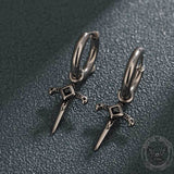Gothic Sword Gem-Set Stainless Steel Earrings