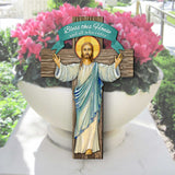 Jesus Cross - Door Decor - Christen Door Sign - by G. DeBrekht - House Blessing - Bless this Home Cross - Housewarming Gift 8191166H