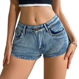 2025 Summer Vibe Women's High-Waisted Sexy Denim Shorts with Button Detail
