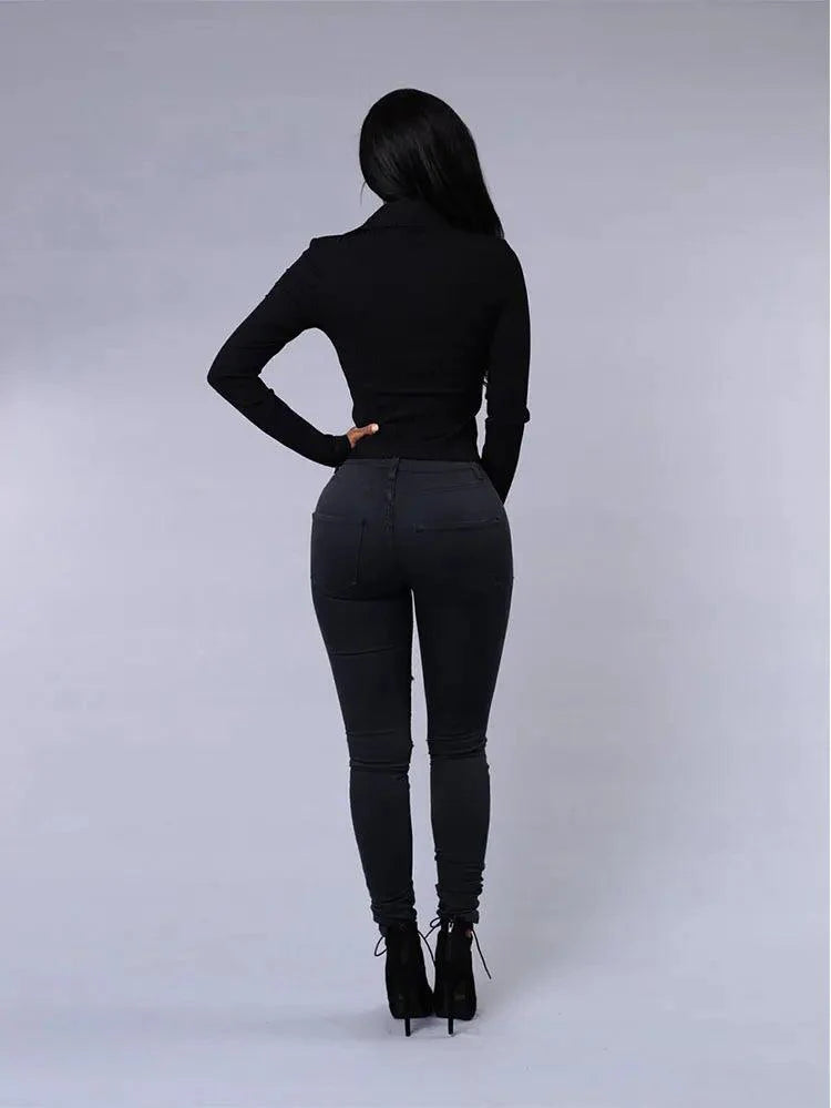2025 Women's Stretch Skinny Ripped Hole Washed Denim Jeans Female High Waist Pencil Y2k Pants Jeans Ladies Casual Trousers Pants