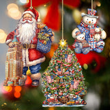 Santas Around the World - American Inspired Santa - Wooden Ornaments Set of 3 by G. DeBrekht Christmas Santa Snowman Decor - 8091301S3