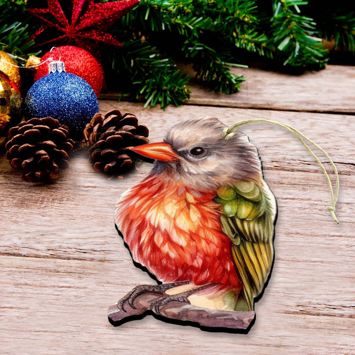 Enchanted Forest Bird Wooden Ornaments by G.Debrekht - Wildlife Holiday Decor - 8710005-3