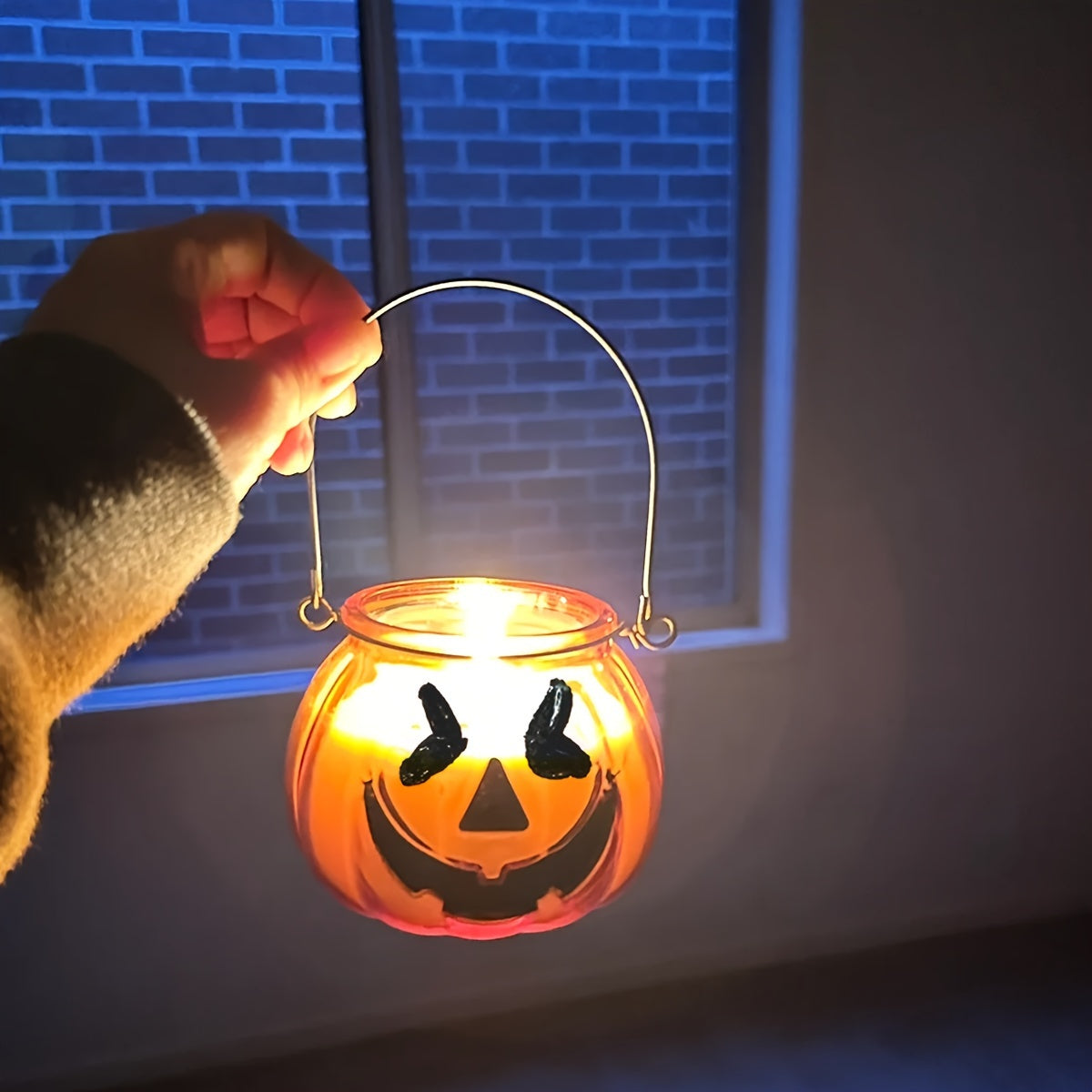 Bougie parfumée en forme de citrouille d'Halloween avec poignées - 180 g, parfum rose, idéale pour la décoration de fête et l'ambiance de la maison