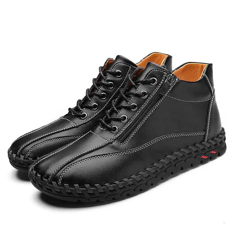 Autumn And Winter Mid-top Work Shoes Side Zipper Casual - Lootquake
