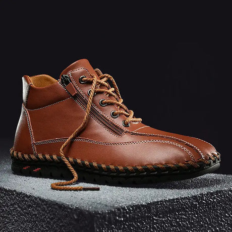 Autumn And Winter Mid-top Work Shoes Side Zipper Casual - Lootquake