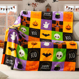1pc Halloween Fleece Throw Blanket, Bat, Ghost Fall Plaid Blanket, Soft Fuzzy Plush For Couch Sofa Or Bed, Luxury Flannel Lap Blanket